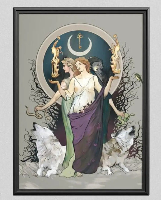 Moon Goddess Poster Hecate Purple Print Original Art For Mystic Wall Decor Giclee Edition by My Store