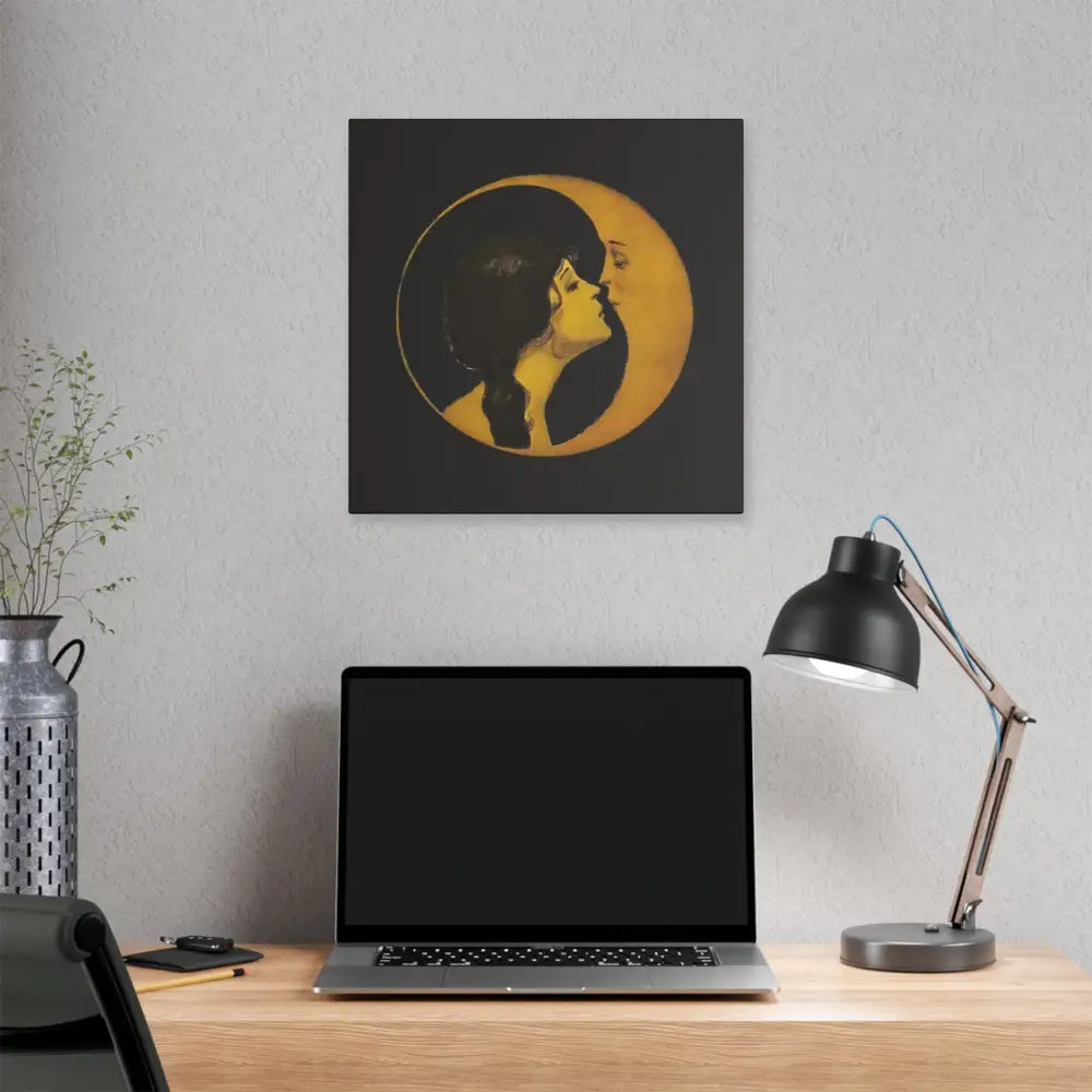 Moonlit Love Stretched Canvas Art, Romantic Wall Decor, Bedroom Art, Gift for Couples, Home Decor, Anniversary Gift - DesignBohemian