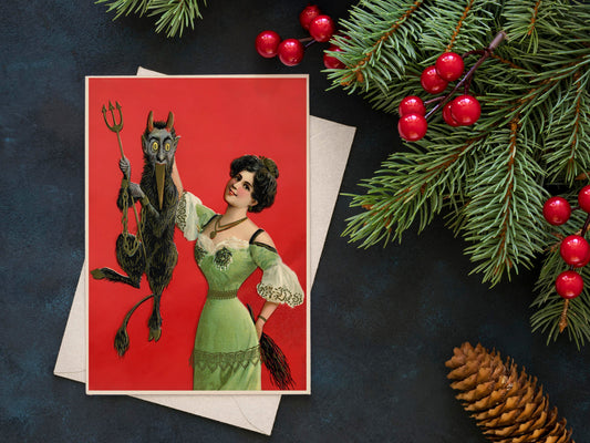 Krampus Christmas Holiday Cards Poster Unframed No Frame Unique Seasonal Greeting Card Art by My Store