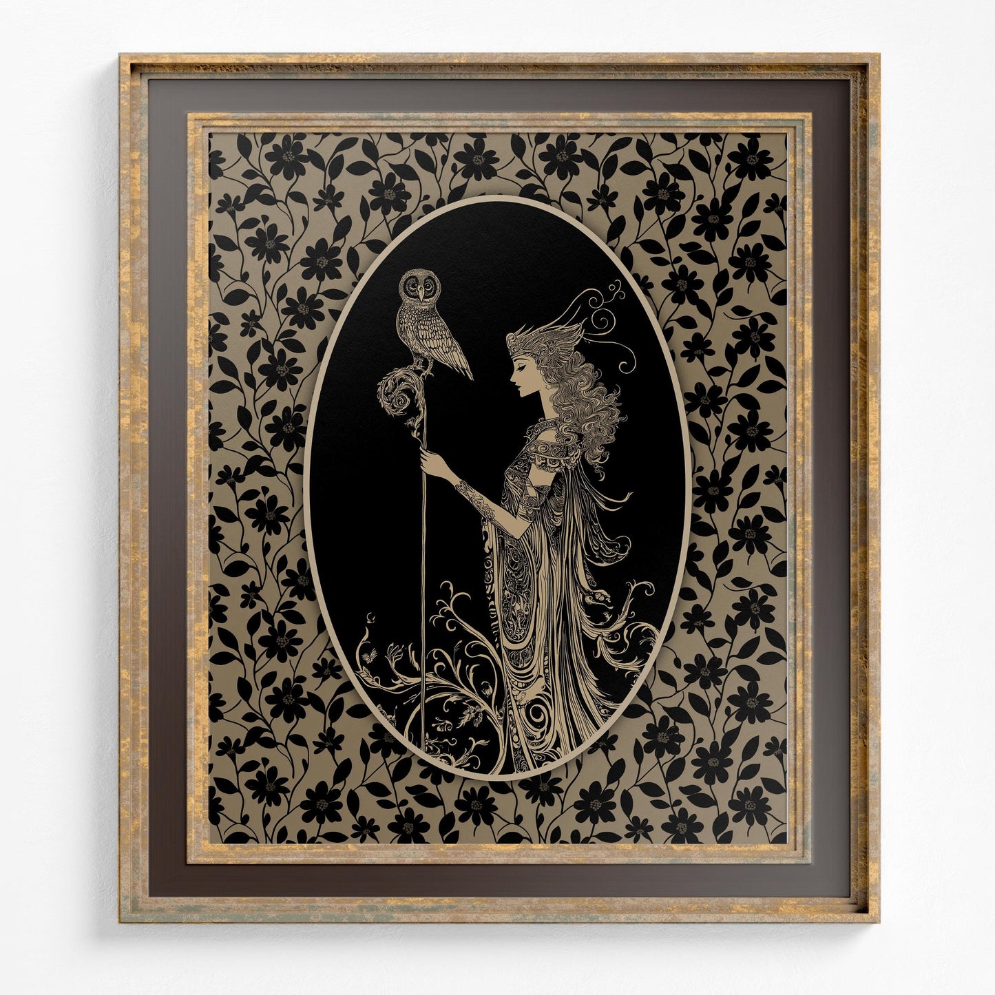 Athena Greek Goddess Print, Minerva Roman Goddess Illustration (No Frame)