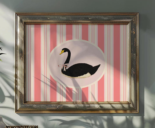 Black Swan Print, Vintage Black Swan Illustration (No Frame)