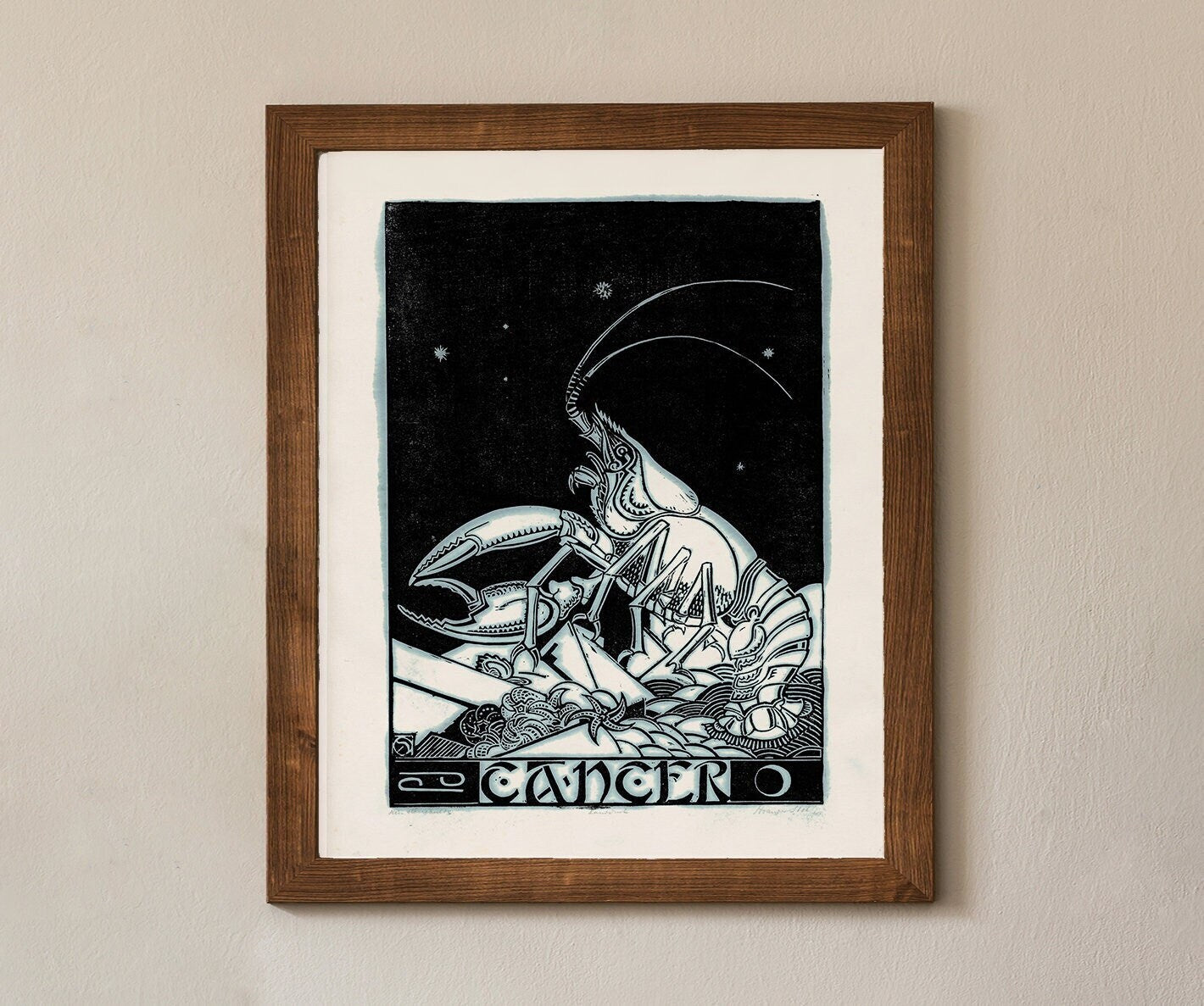 CANCER Astrological Sign Poster, Mid Century Modern Vintage Zodiac Print, CANCER Art