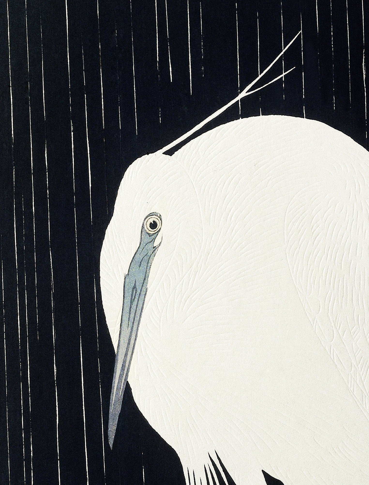 Egret in the rain (1925 - 1936) by Ohara Koson (1877-1945) (No Frame)