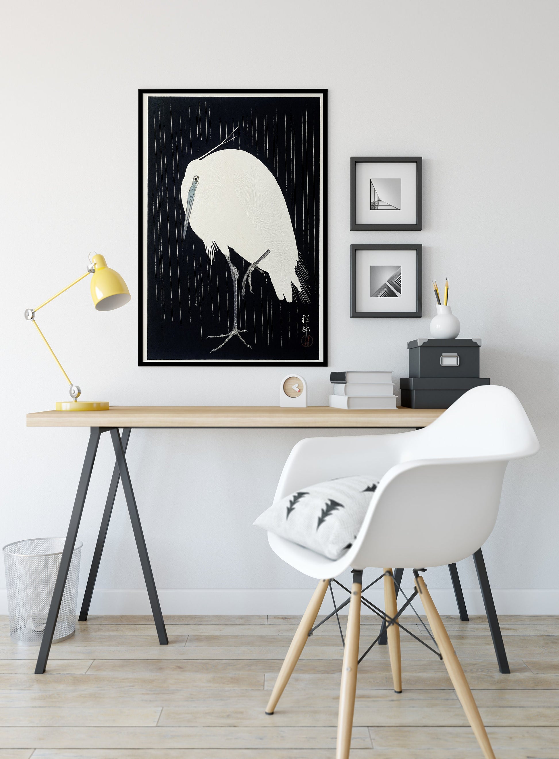 Egret in the rain (1925 - 1936) by Ohara Koson (1877-1945) (No Frame)