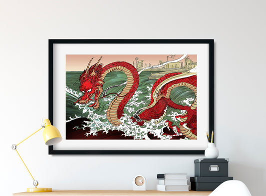 Japanese Print Red Dragon - Ukiyo-e Utagawa Kuniyoshi Japanese Dragon Print (No Frame)