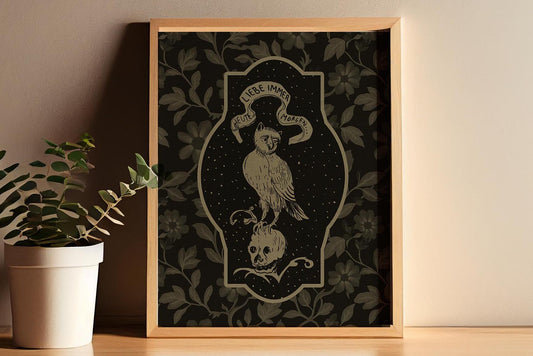 Owl And Skull Print Unframed Vintage Love Always Today And Tomorrow by My Store