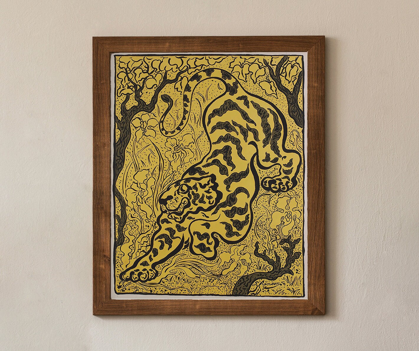 Tiger in the Jungle - Japanese Art Nouveau (No Frame)