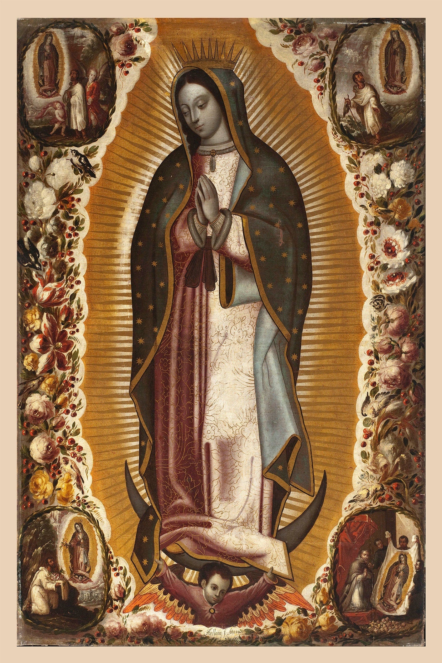 Virgin of Guadalupe - Renaissance Period Painting - Manuel de Arellano (Poster, No Frame)
