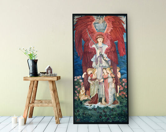 Angel protecting Children, Angelic Painting, Christian Art (No Frame)