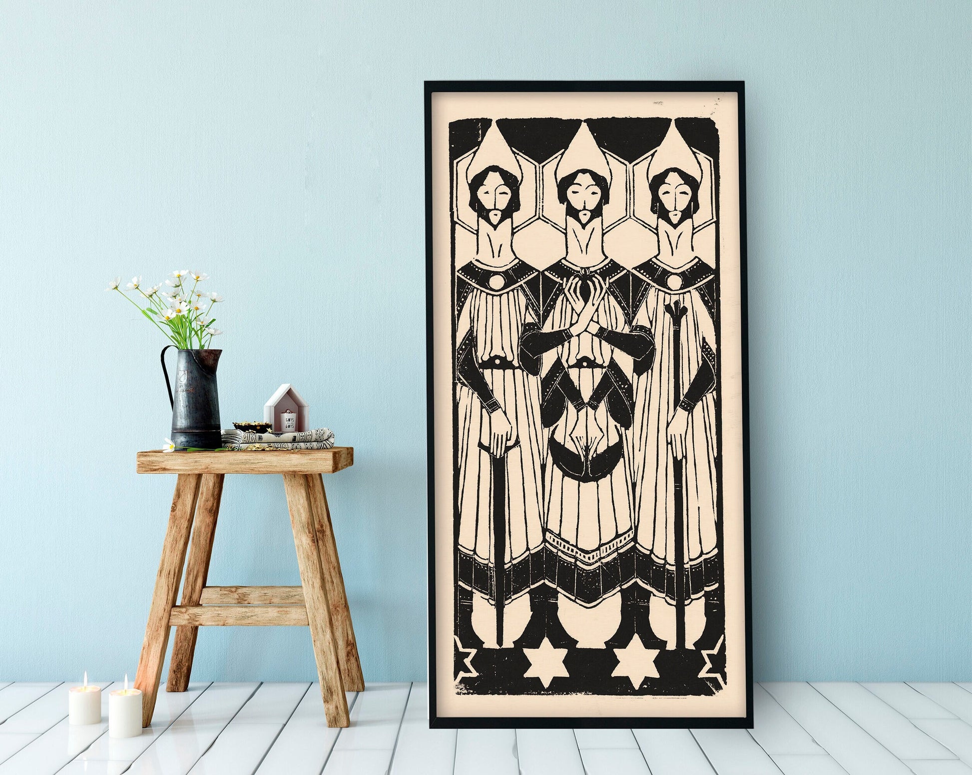 Drie Mannen Art Nouveau Poster, Three Men Art Nouveau Print (No Frame)