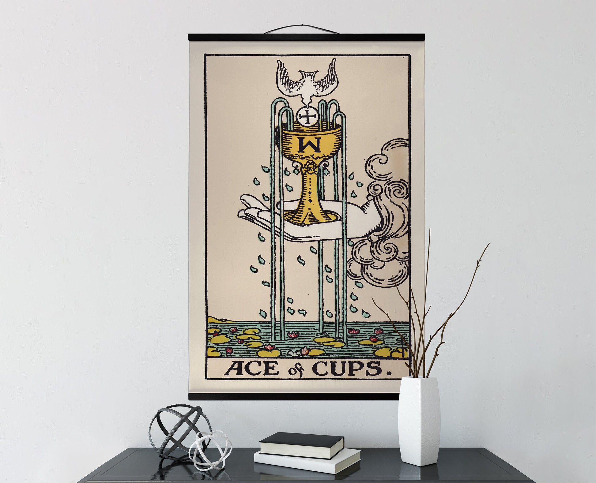 Ace of Cups Tarot Card Canvas Wall Hanging - The Ace of Cups Card Tapestry, Print