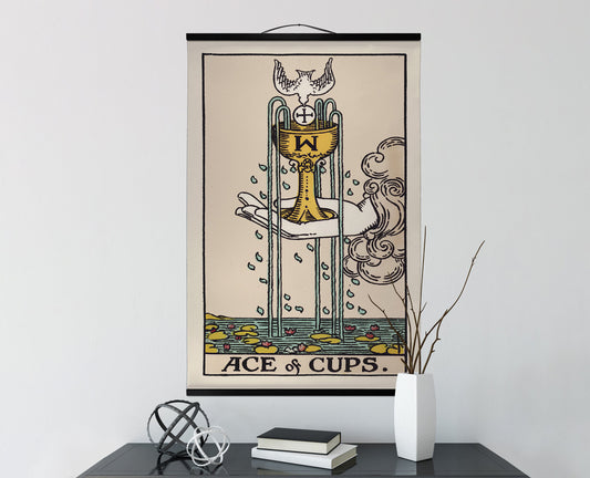 Ace of Cups Tarot Card Canvas Wall Hanging - The Ace of Cups Card Tapestry, Print