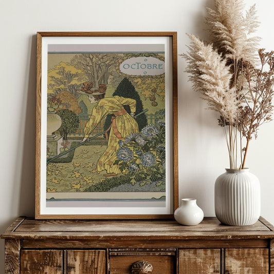 Art Nouveau Seasons Print - Vintage Shabby Chic - by Eugène Grasset - Vintage Paris, France Poster - Nouveau Design