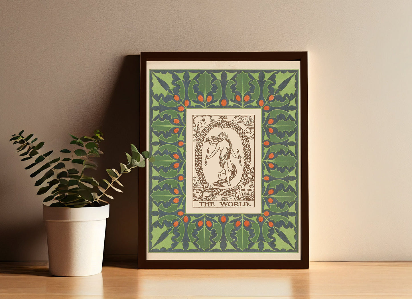 Nouveau Tarot - The World Tarot Print - Vintage Shabby Chic - Tarot Poster - Nouveau Tarot Card Poster