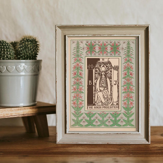 The High Priestess Print Vintage Shabby Chic Tarot Poster by My Store