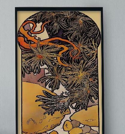 Mucha Print - Art Nouveau Nature- Bohemian Vintage - Print Large Artwork - Floral - Long Poster