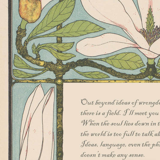 A Great Wagon Rumi Poem Poster Customizable Bohemian Wall Art Green And Beige Tones by My Store