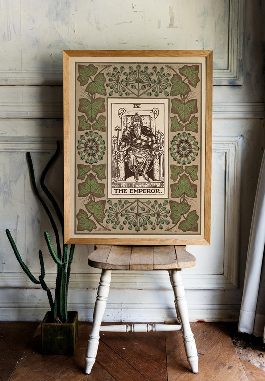 The Emperor Tarot Card Print Floral Nouveau Art Print by My Store