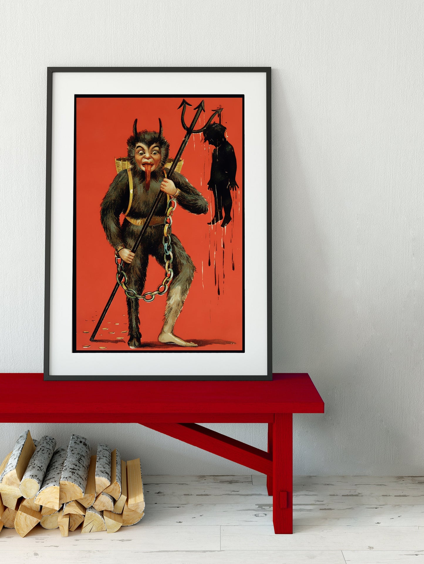 Christmas Print - Krampus Christmas Holiday Card Poster Print, No Frame