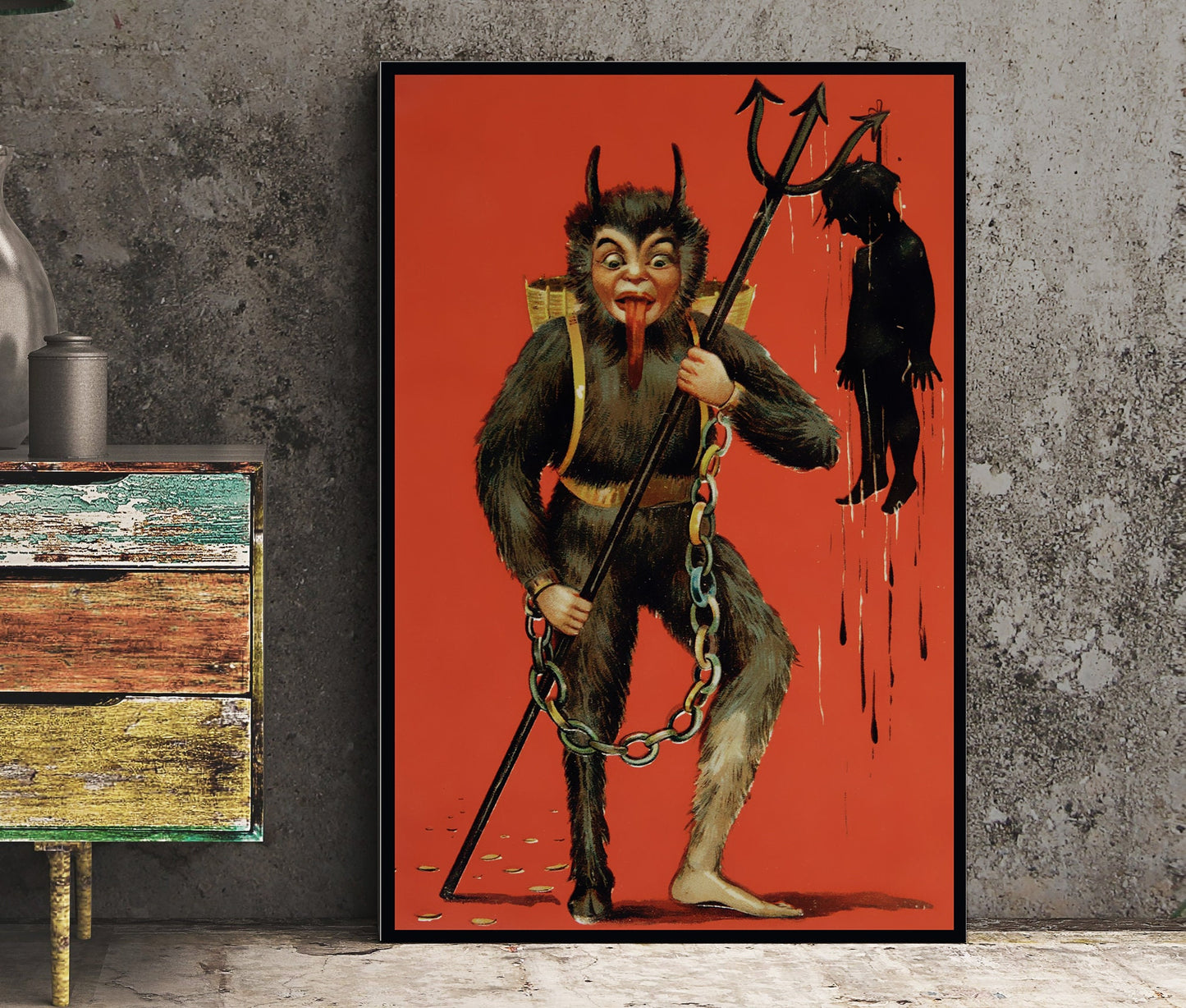 Christmas Print - Krampus Christmas Holiday Card Poster Print, No Frame