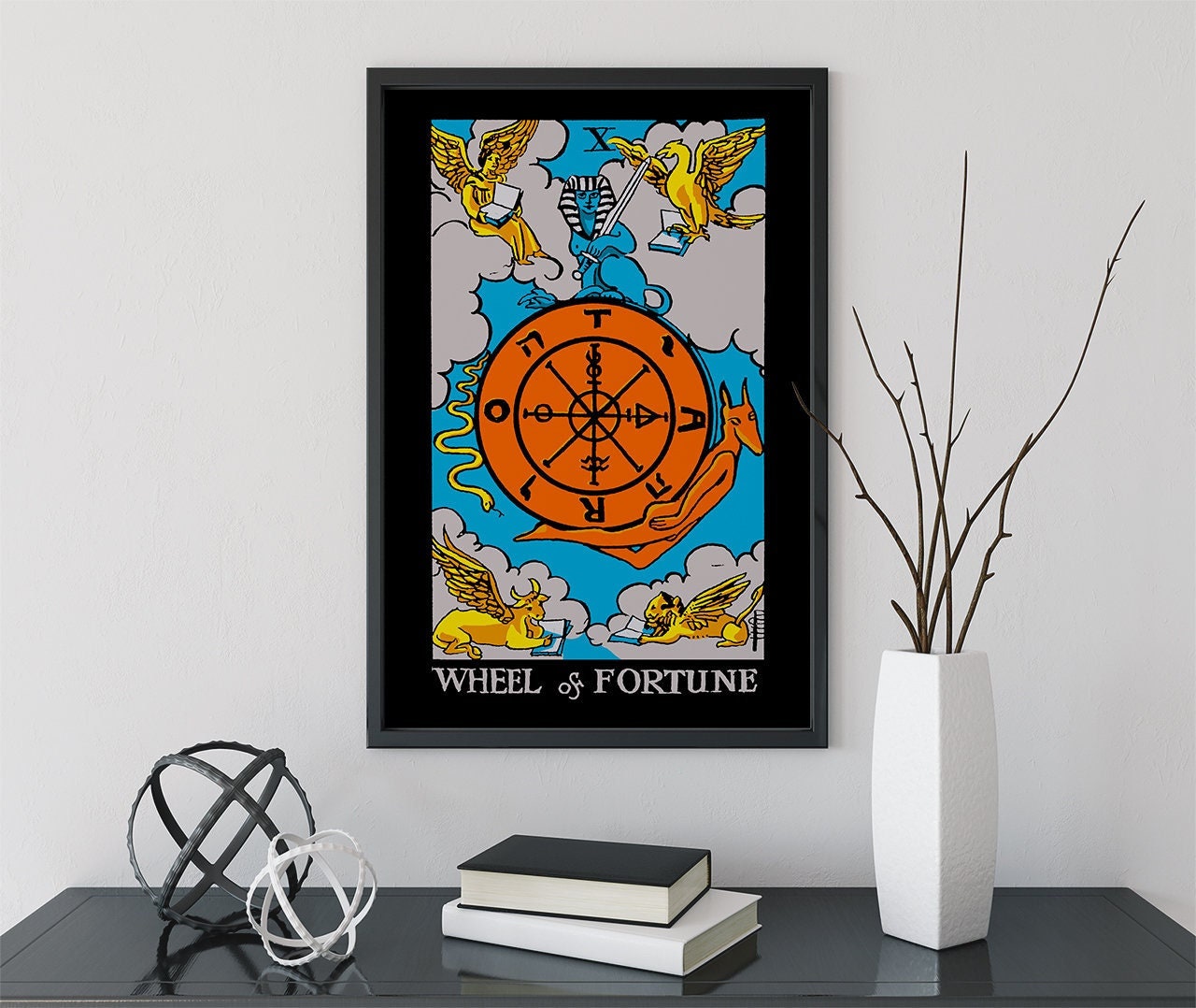 Wheel Of Fortune - Tarot Card Print - Tarot Card The Wheel Of Fortune Bright Card Color Block Poster Eclectic Tarot, No Frame