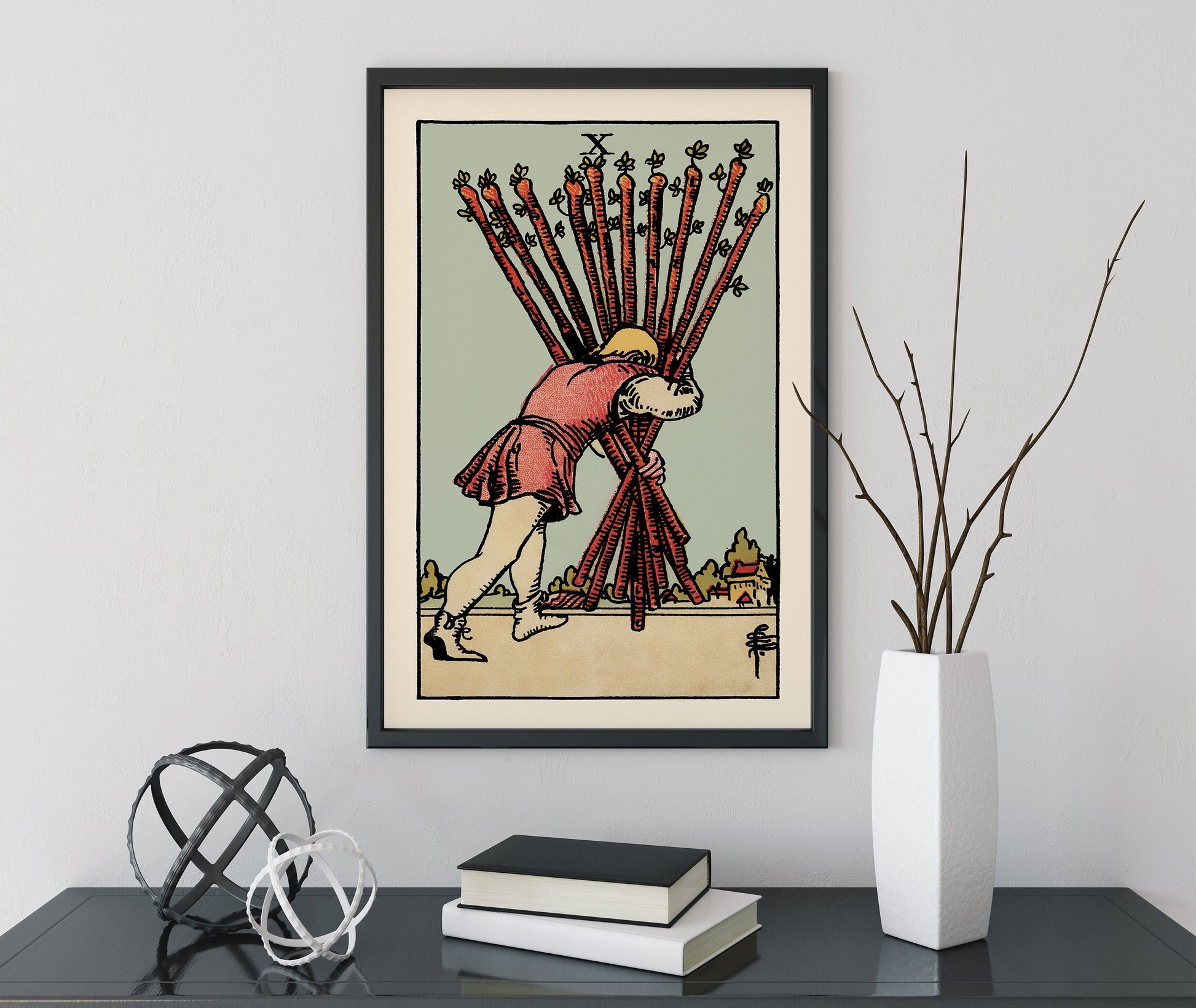 10 of Wands- Tarot Card Print - The Ten of Wands Card Poster, No Frame