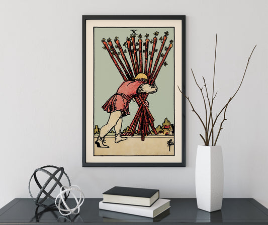10 of Wands- Tarot Card Print - The Ten of Wands Card Poster, No Frame
