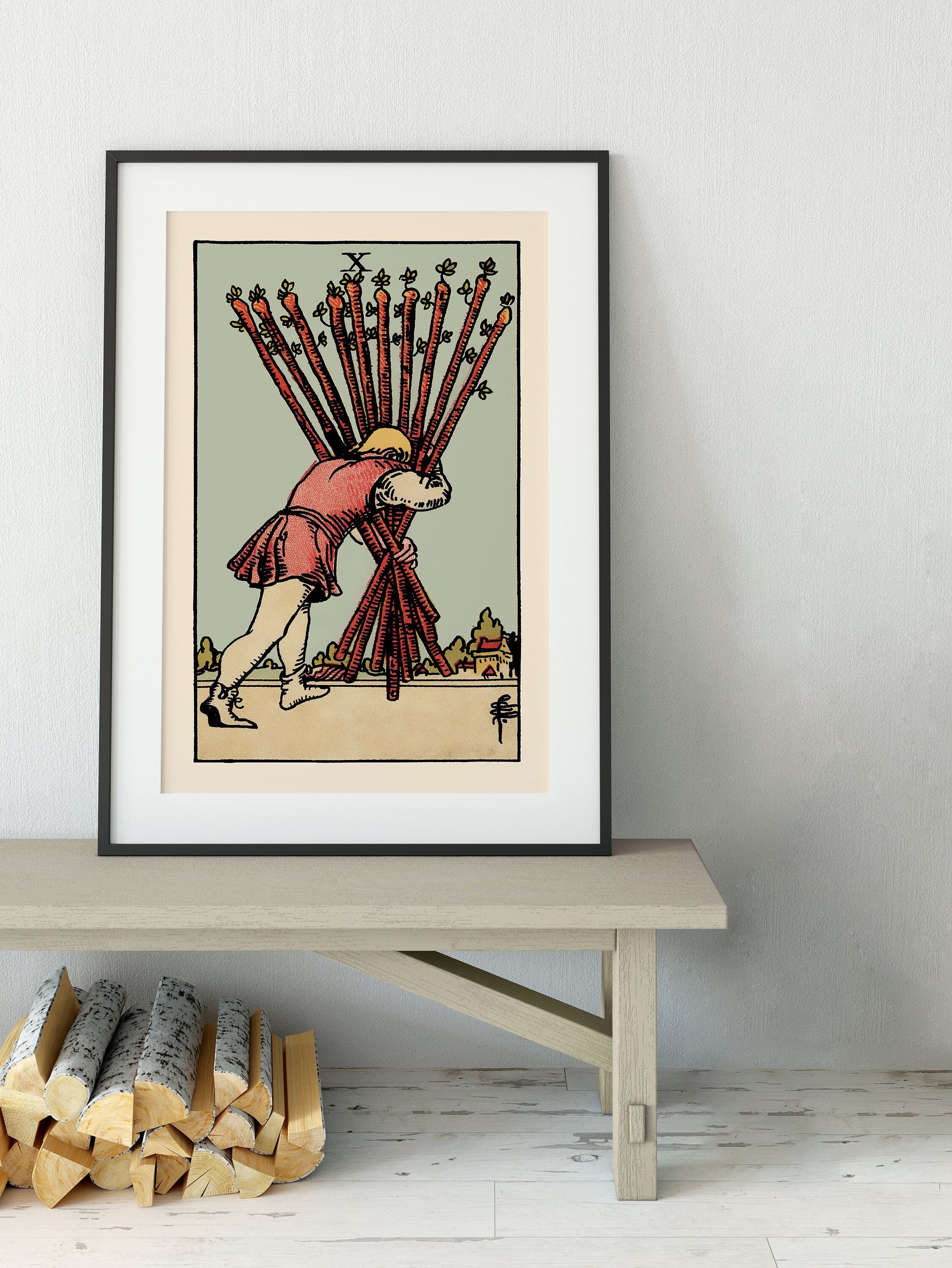 10 of Wands- Tarot Card Print - The Ten of Wands Card Poster, No Frame
