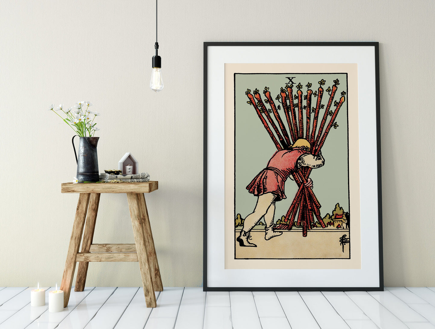 10 of Wands- Tarot Card Print - The Ten of Wands Card Poster, No Frame