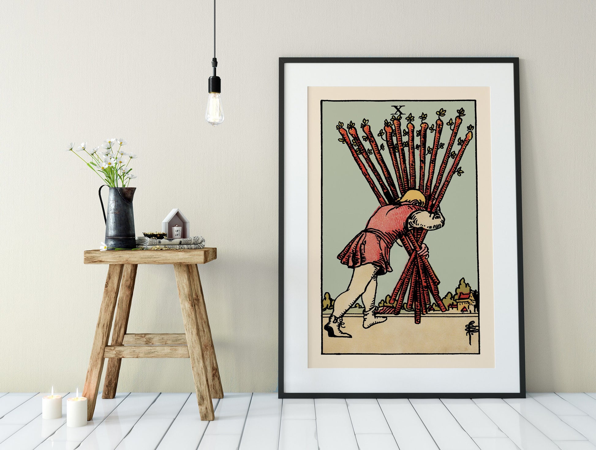 10 of Wands- Tarot Card Print - The Ten of Wands Card Poster, No Frame