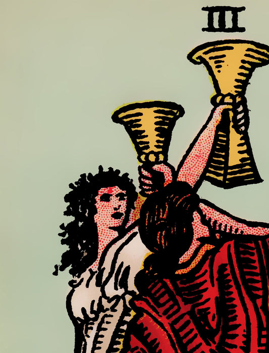 3 of Cups- Tarot Card Print - The Three of Cups Card Poster, No Frame