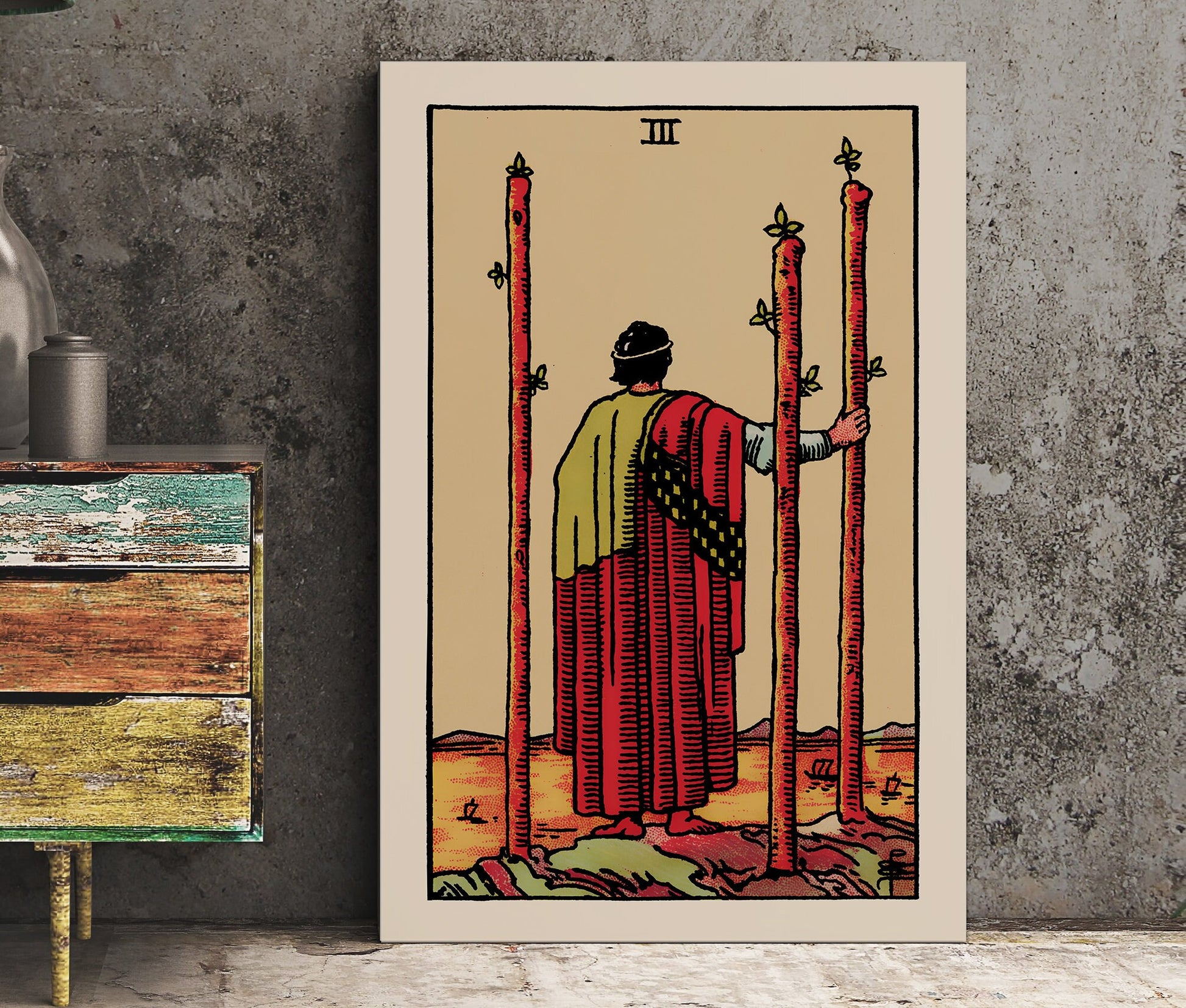 3 Of Wands- Tarot Card Print - The Three Of Wands Card Poster, No Frame