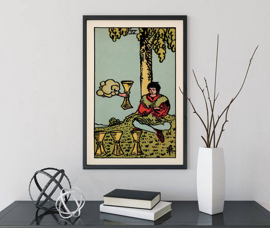 4 of Cups- Tarot Card Print - The Four of Cups Card Poster, No Frame