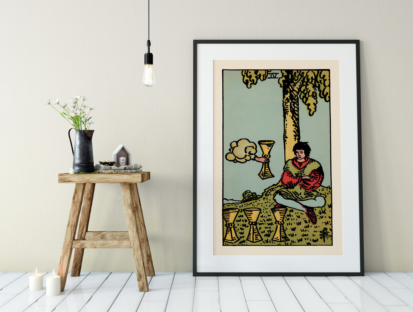 4 of Cups- Tarot Card Print - The Four of Cups Card Poster, No Frame