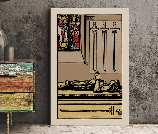 4 of Swords - Tarot Card Print - The Four of Swords Card Poster, No Frame