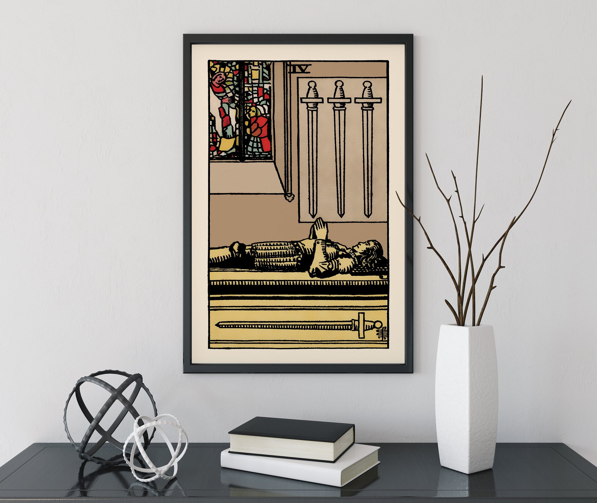 4 of Swords - Tarot Card Print - The Four of Swords Card Poster, No Frame
