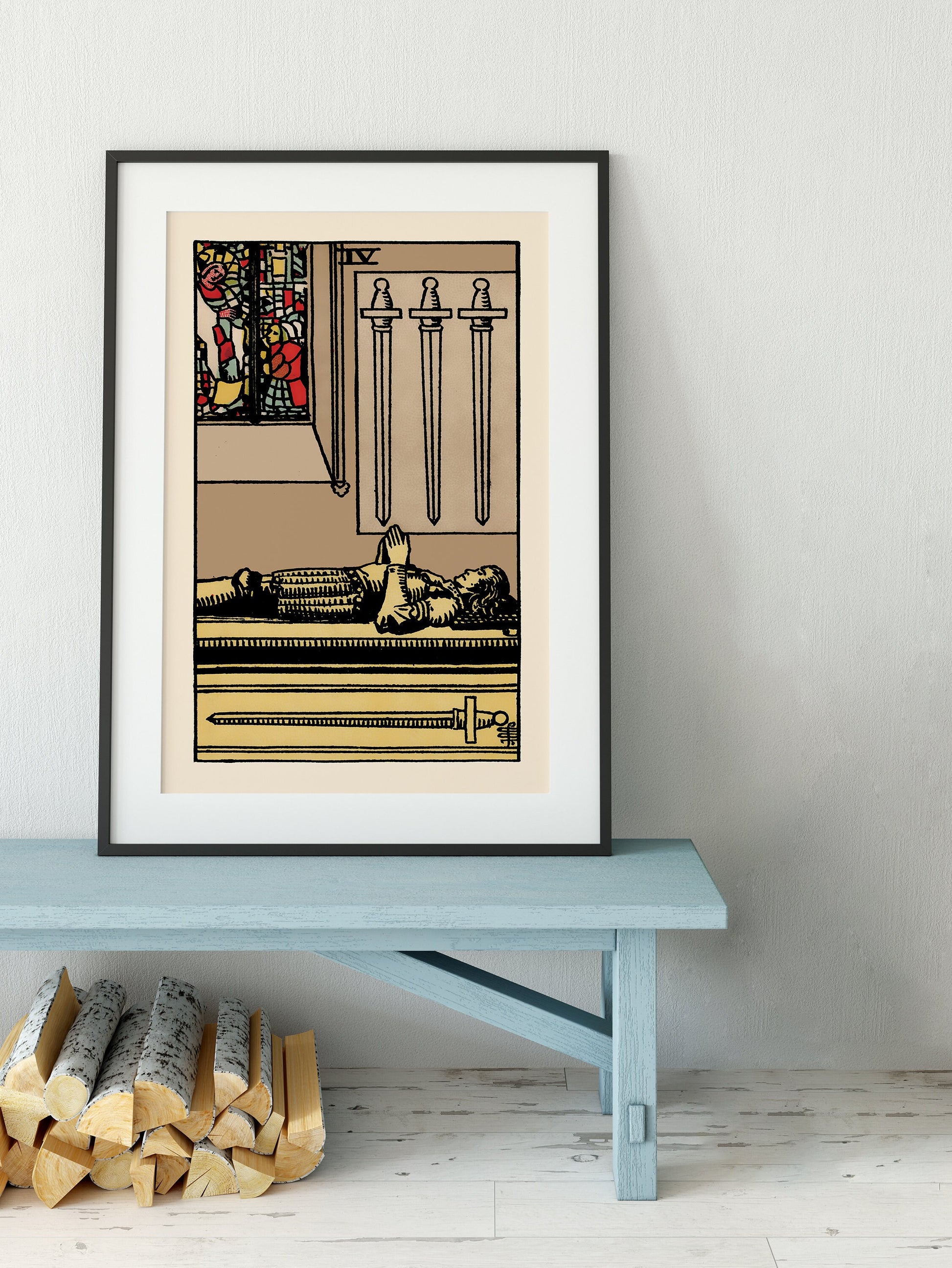 4 of Swords - Tarot Card Print - The Four of Swords Card Poster, No Frame