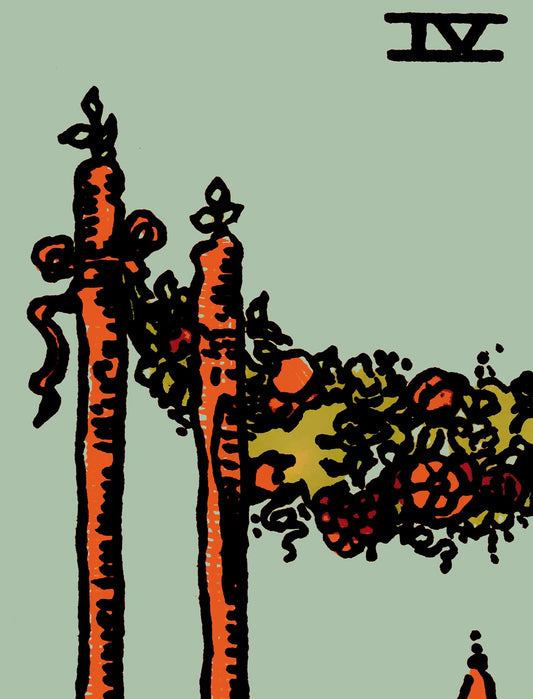 4 of Wands- Tarot Card Print - The Blue Sky Four of Wands Card Poster, No Frame
