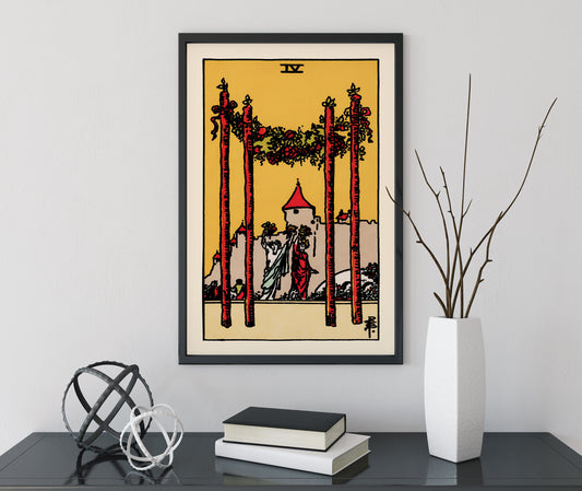 4 of Wands- Tarot Card Print - The Four of Wands Card Poster, No Frame