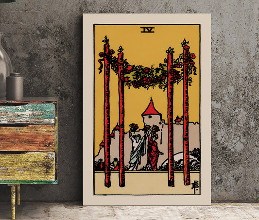 4 of Wands- Tarot Card Print - The Four of Wands Card Poster, No Frame