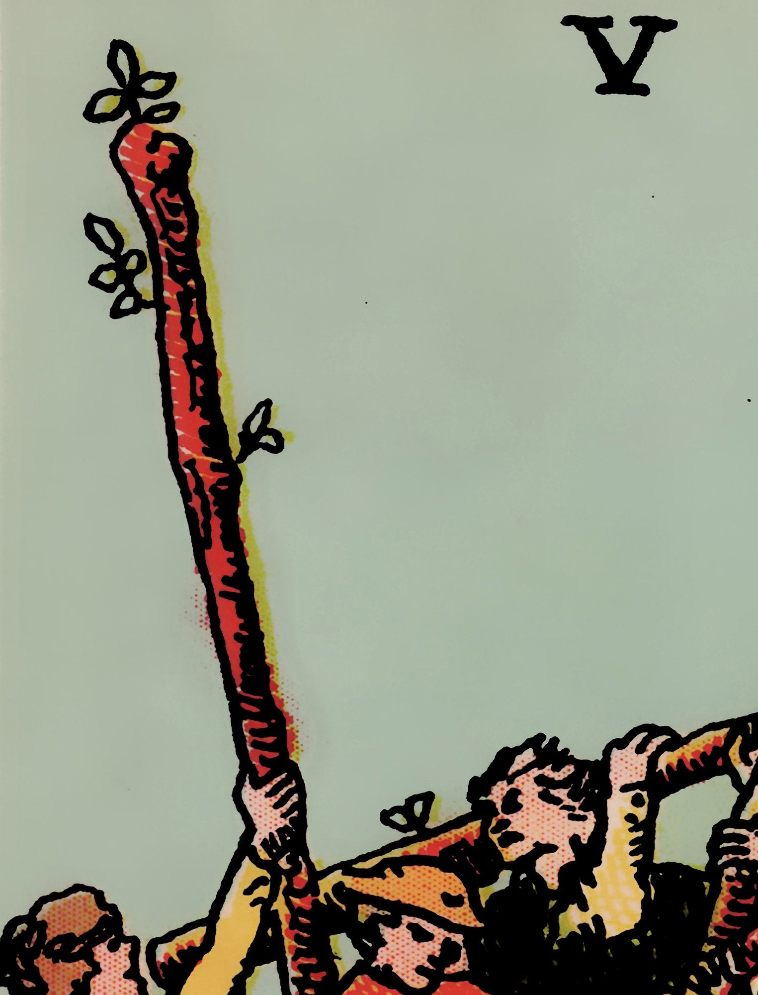 5 of Wands- Tarot Card Print - The Five of Wands Card Poster, No Frame