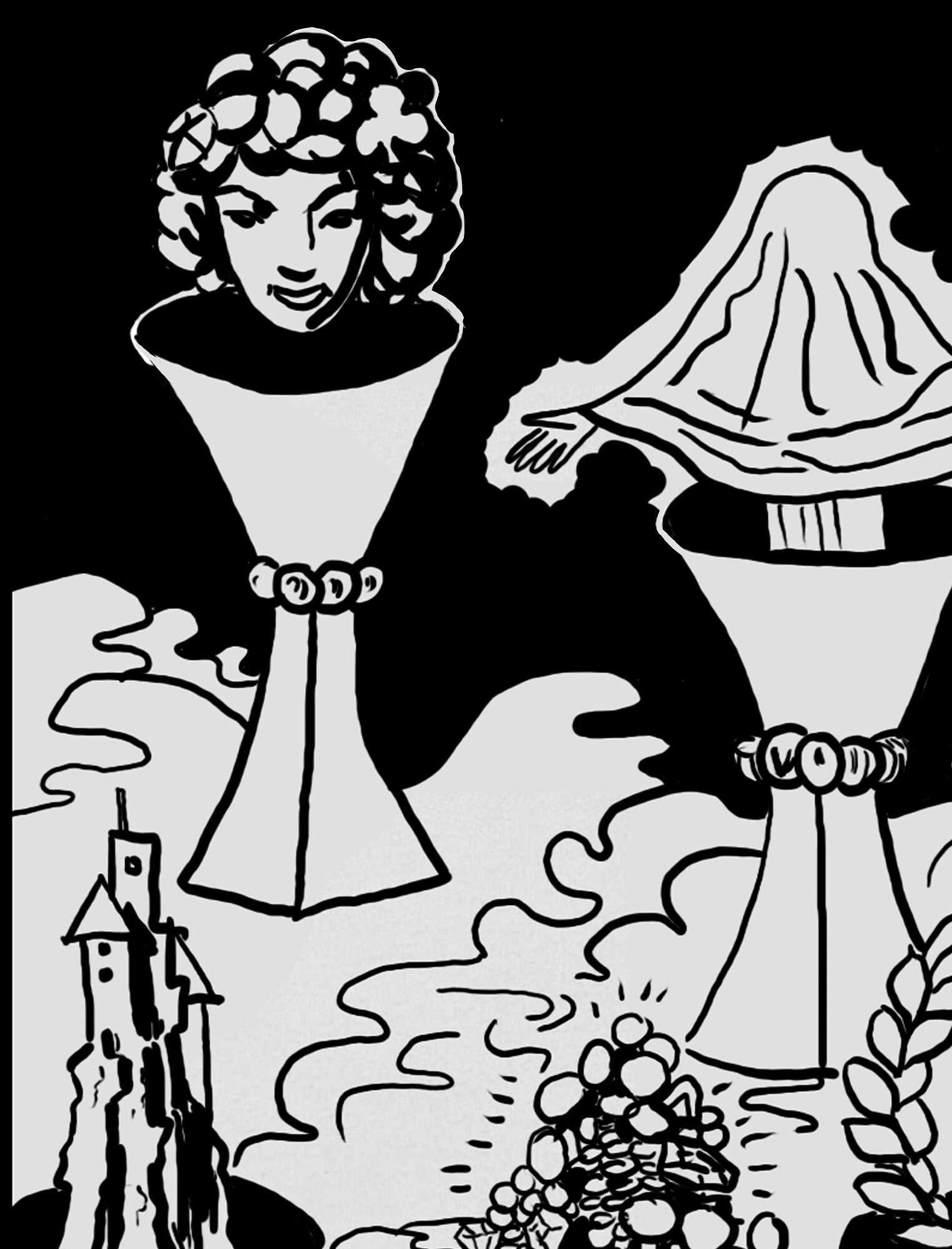 7 of Cups - Tarot Card Drawing Print - The Seven of Cups Card Poster, No Frame