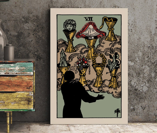 7 of Cups - Tarot Card Print - The Seven of Cups Card Poster, No Frame