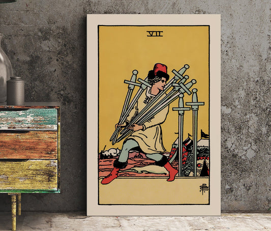 7 of Swords - Tarot Card Print - The Seven of Swords Card Poster, No Frame