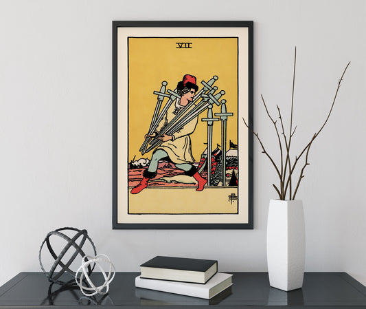 Seven Of Swords Tarot Card Print Poster Premium Wall Art by My Store