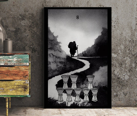 8 of Cups- Tarot Card Print from the Green Menagerie Tarot Coming to Kickstarter Soon - The Eight of Cups Card Poster, No Frame