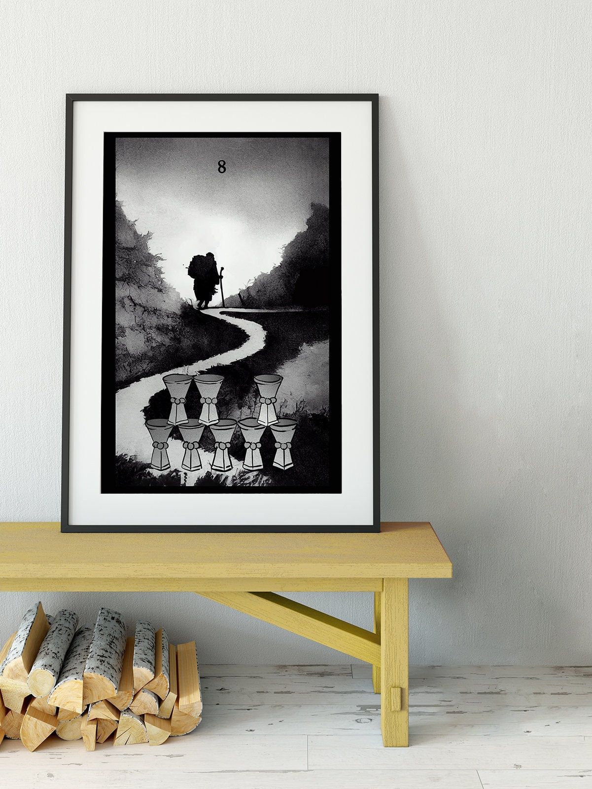 8 of Cups- Tarot Card Print from the Green Menagerie Tarot Coming to Kickstarter Soon - The Eight of Cups Card Poster, No Frame
