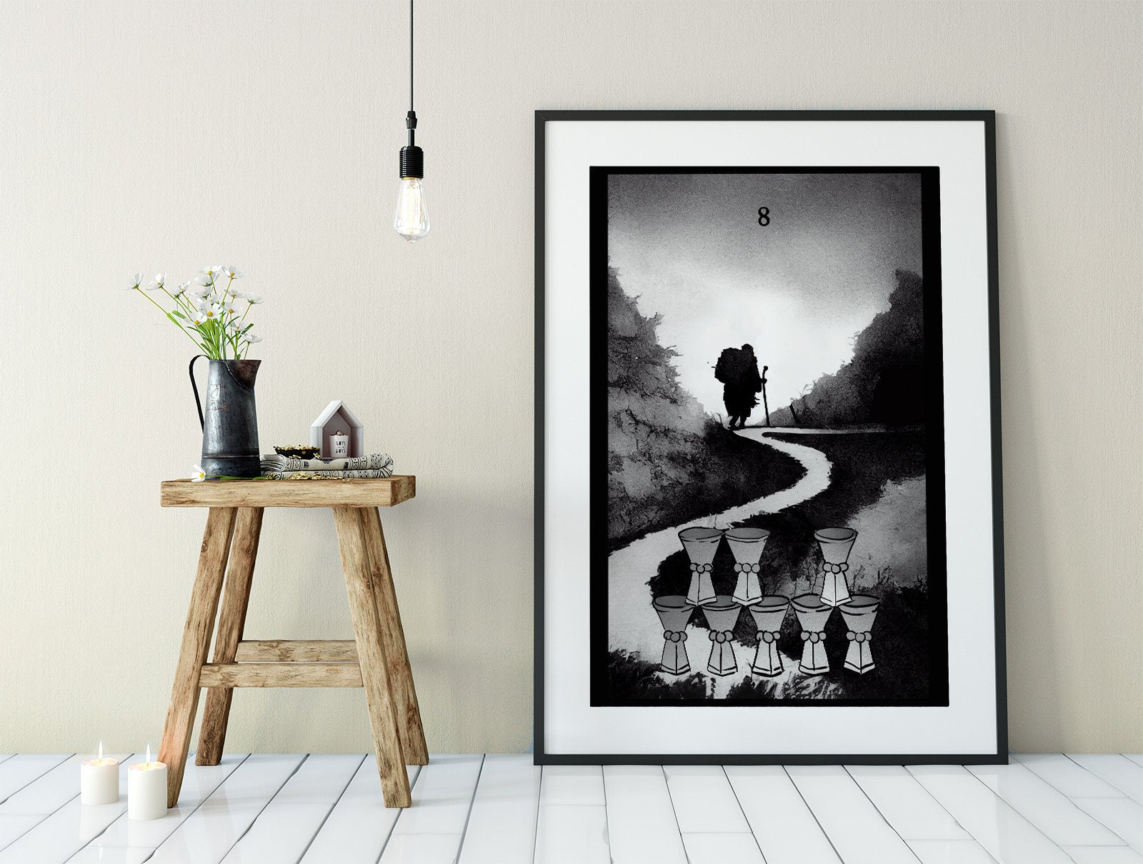 8 of Cups- Tarot Card Print from the Green Menagerie Tarot Coming to Kickstarter Soon - The Eight of Cups Card Poster, No Frame