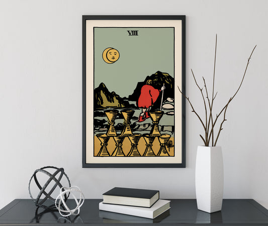8 of Cups- Tarot Card Print - The Eight of Cups Card Poster, No Frame
