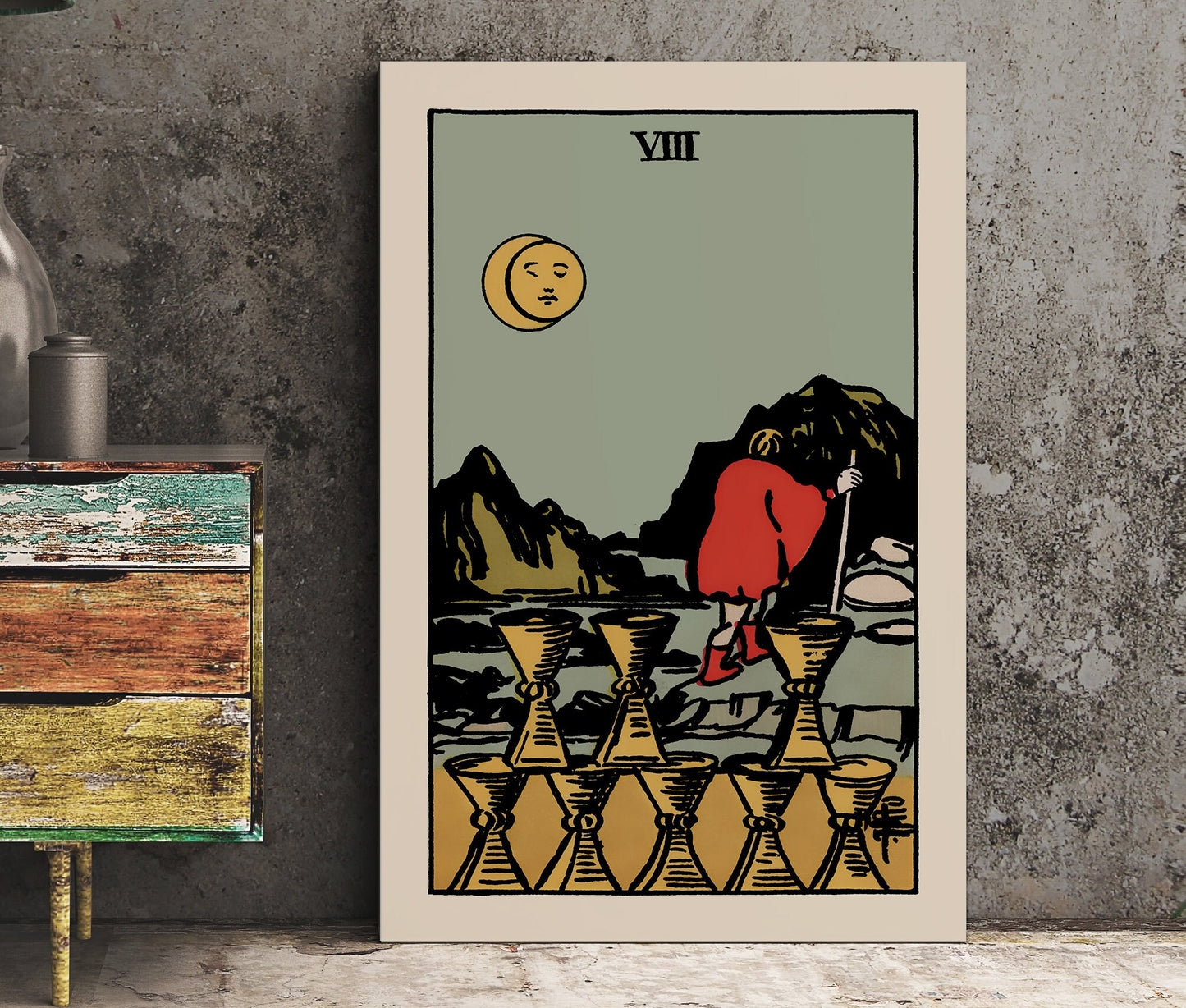 8 of Cups- Tarot Card Print - The Eight of Cups Card Poster, No Frame